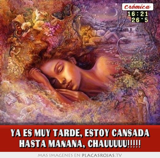 YA ES MUY TARDE, ESTOY CANSADA HASTA MAÑANA, CHAUUUUU!!!!!