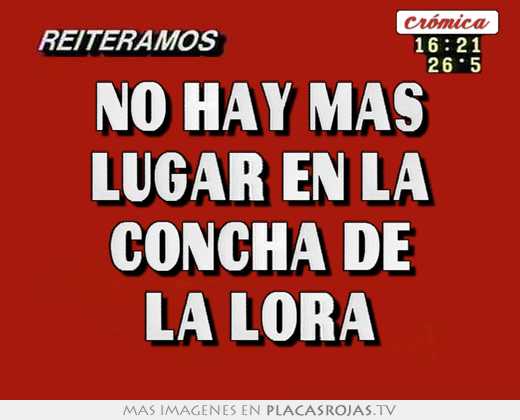 No hay más lugar en la concha de la lora