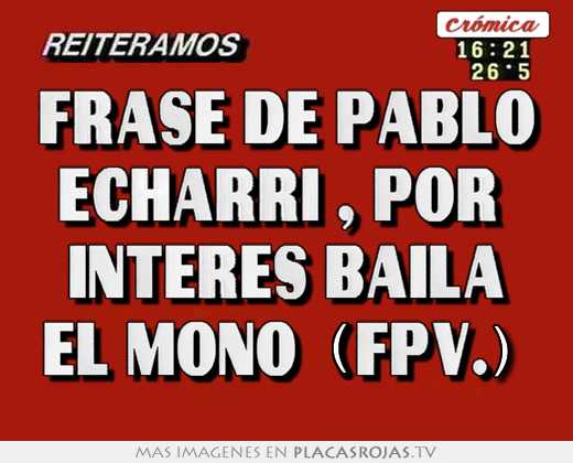 Frase de pablo echarri , por  interes baila el mono (fpv.)