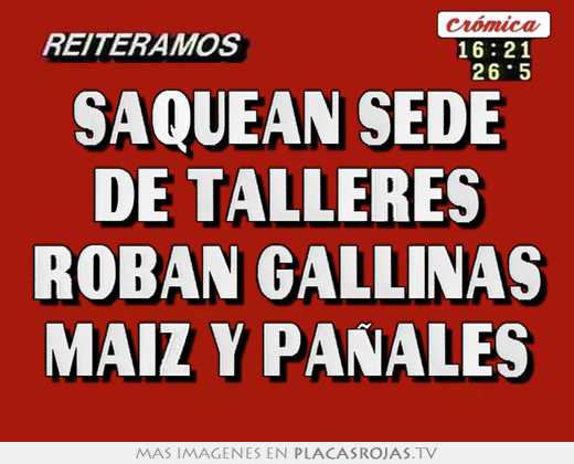 Saquean sede de talleres roban gallinas maiz y pañales