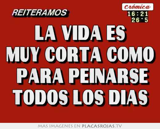 La vida es muy corta como  para peinarse todos los dias