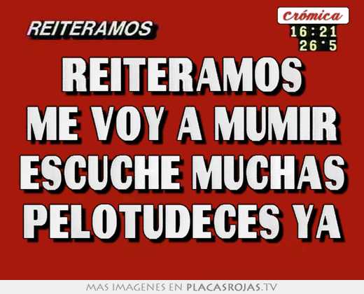 Reiteramos me voy a mumir escuche muchas pelotudeces ya