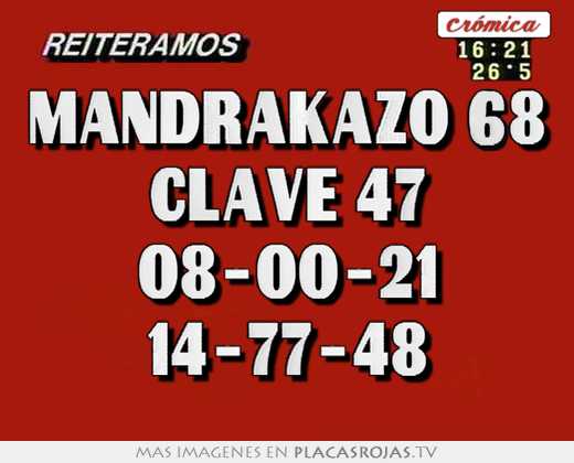 Mandrakazo 68 clave 47 08-00-21 14-77-48