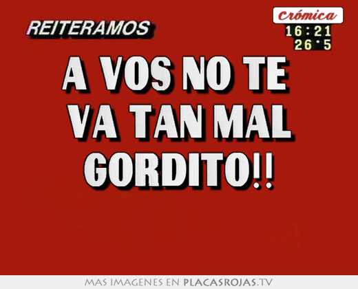 A vos no te  va tan mal gordito!! 