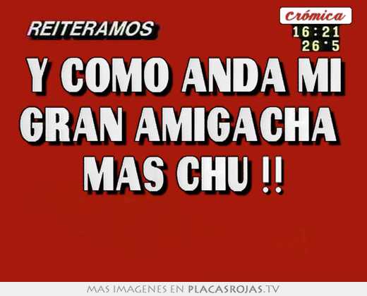 Y como anda mi gran amigacha  mas chu !! 