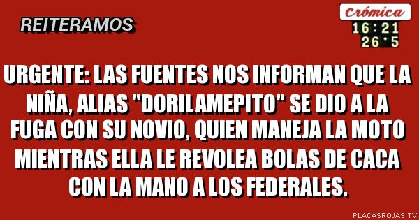 Urgente: las fuentes nos informan que la niña, alias 