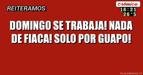 Domingo se trabaja! Nada de fiaca! Solo por guapo!
