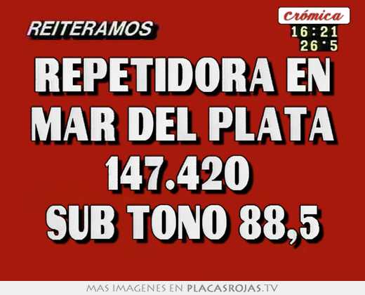 Repetidora en mar del plata 147.420  sub tono 88,5