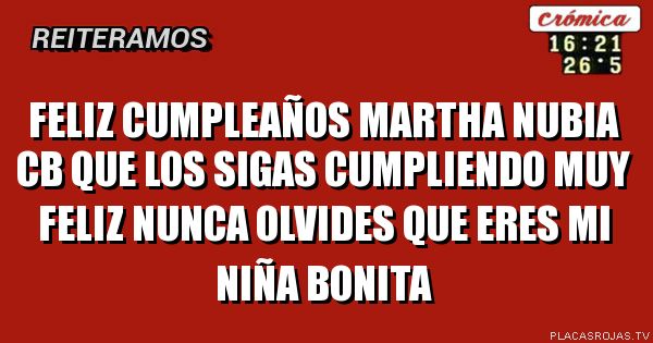 Feliz cumpleaños Martha NUBIA CB Que los sigas cumpliendo muy Feliz Nunca olvides que eres
MI Niña Bonita 