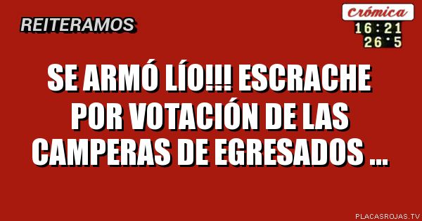 Se armó lío!!!
Escrache por votación de las camperas de egresados ...