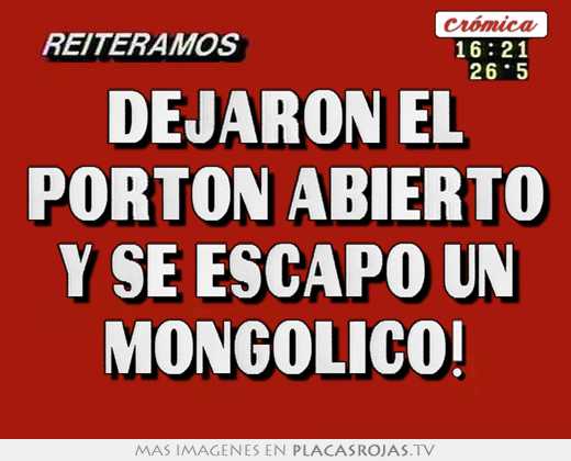 Dejaron el portón abierto y se escapó un mongolico!
