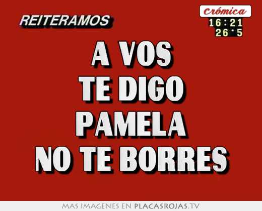 A vos te digo pamela no te borres