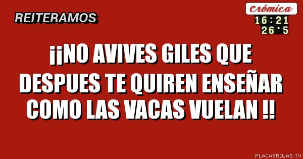 ¡¡No avives giles que despues te quiren enseñar como las vacas vuelan !!