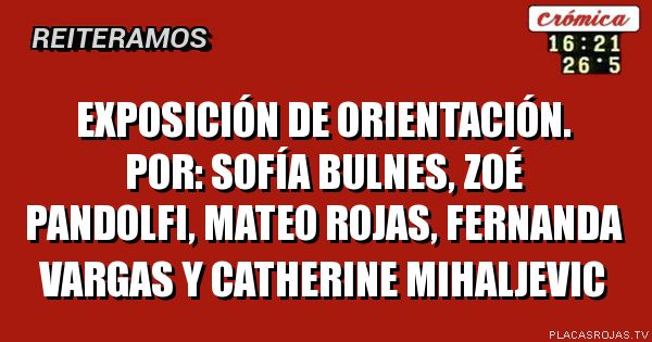Exposición de orientación. Por: Sofía Bulnes, Zoé pandolfi, Mateo Rojas ...