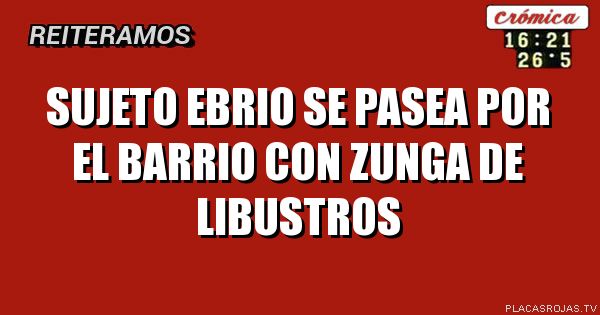 Sujeto ebrio se pasea por el barrio con  zunga de libustros