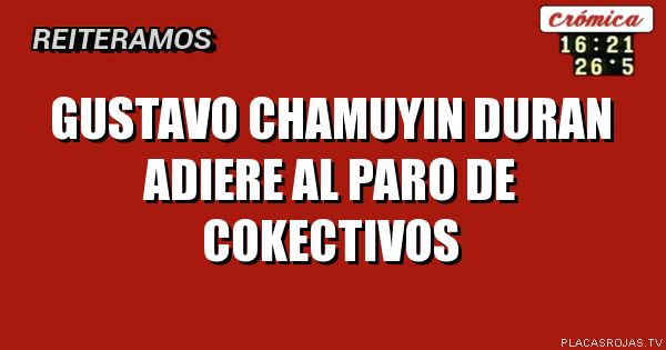 GUSTAVO CHAMUYIN DURAN ADIERE AL PARO DE COKECTIVOS