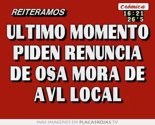 Ultimo momento piden renuncia de osa mora de avl local