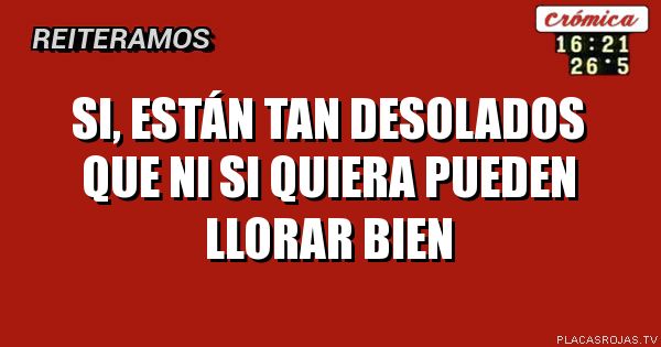 Si, están tan desolados que 
ni si quiera pueden llorar bien