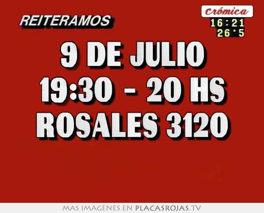 9 de julio 19:30 - 20 hs rosales 3120 