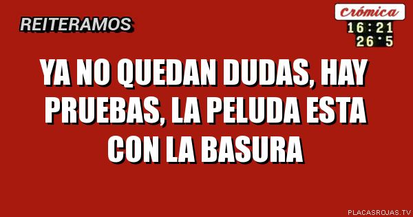 YA NO QUEDAN DUDAS, HAY PRUEBAS, LA PELUDA ESTA CON LA BASURA