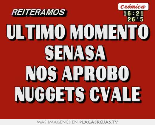 ultimo momento senasa nos aprobó nuggets cvale