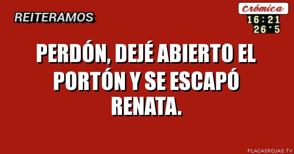 Perdón, dejé abierto el portón y se escapó Renata.
