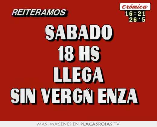sabado 18 hs llega sin vergüenza