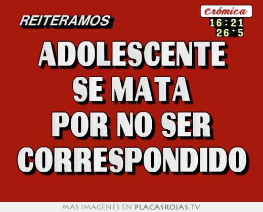 adolescente se mata por no ser correspondido