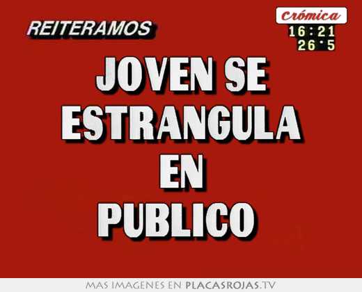 joven se estrangula en público