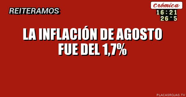 LA INFLACIÓN DE AGOSTO FUE DEL 1,7%