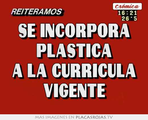 se incorpora plastica a la currícula vigente