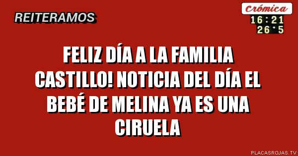 FELIZ DÍA A LA FAMILIA CASTILLO! NOTICIA DEL DÍA EL BEBÉ DE MELINA YA ES UNA CIRUELA