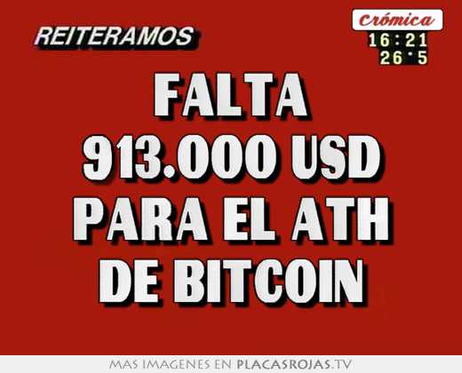 falta 913.000 usd para el ath de bitcoin