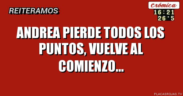 Andrea pierde todos los puntos, vuelve al comienzo...