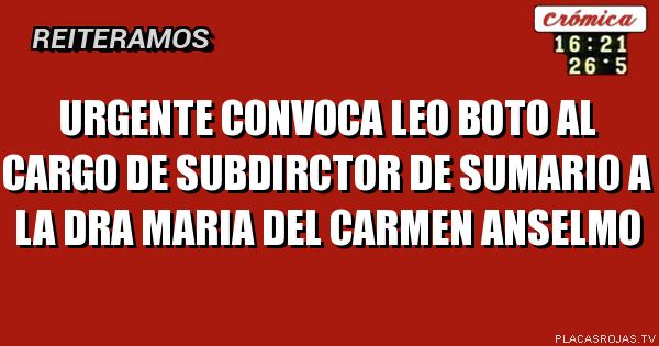 URGENTE CONVOCA LEO BOTO AL CARGO DE SUBDIRCTOR DE SUMARIO A LA DRA MARIA DEL CARMEN ANSELMO