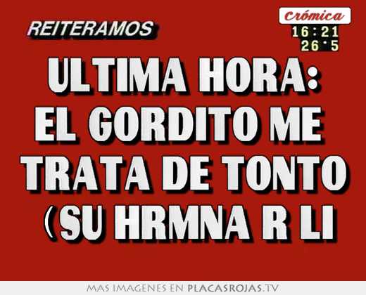 ultima hora: el gordito me trata de tonto (su hrmna r li