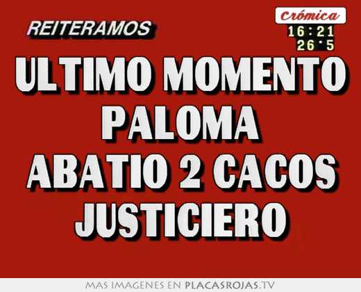 ultimo momento paloma abatio 2 cacos justiciero