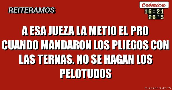 a esa jueza la metio el pro cuando mandaron los pliegos con las ternas. no se hagan los pel0tudos