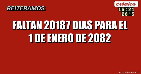 FALTAN 20187 DIAS PARA EL 1 DE ENERO DE 2082