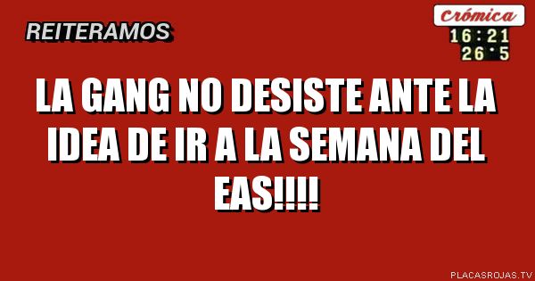 LA GANG NO DESISTE ANTE LA IDEA DE IR A LA SEMANA DEL EAS!!!!