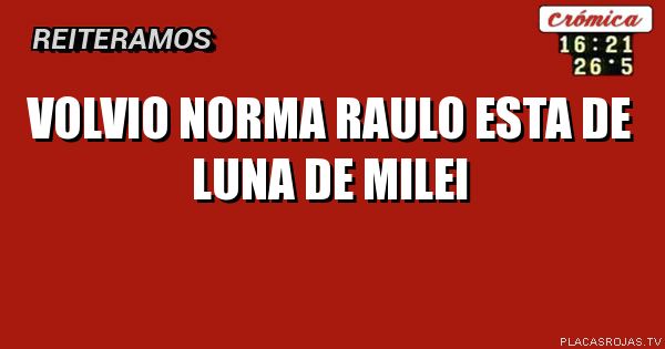 Volvio norma raulo esta de luna de milei